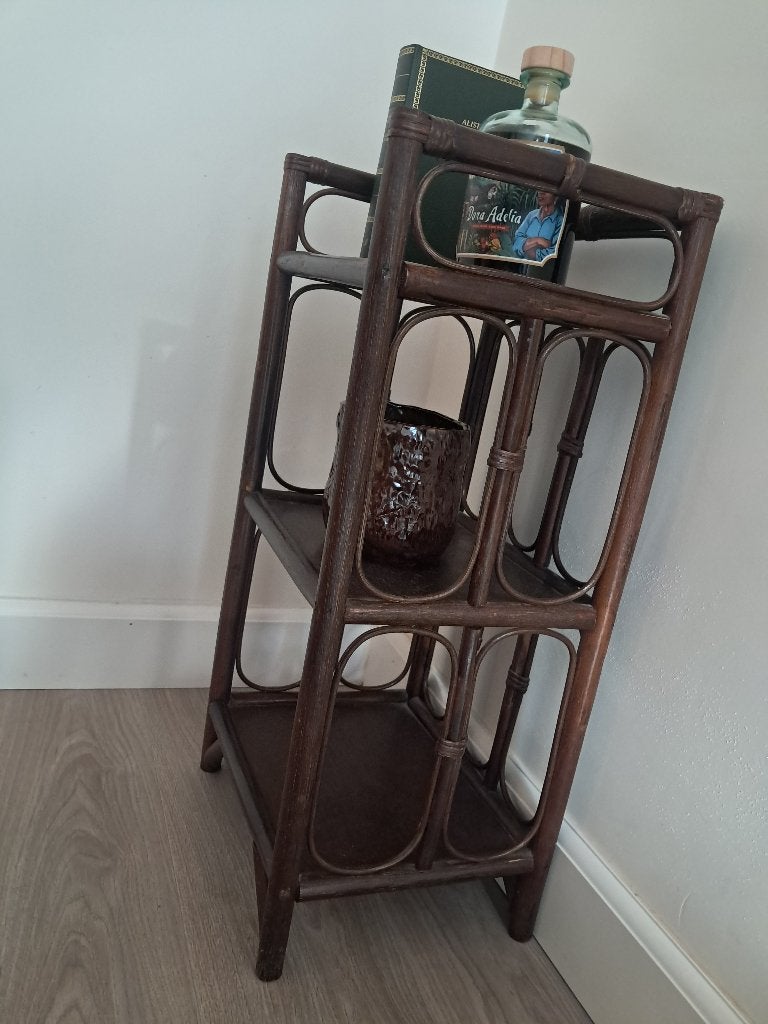 Étagère vintage rotin et bambou, Enlèvement, Comme neuf