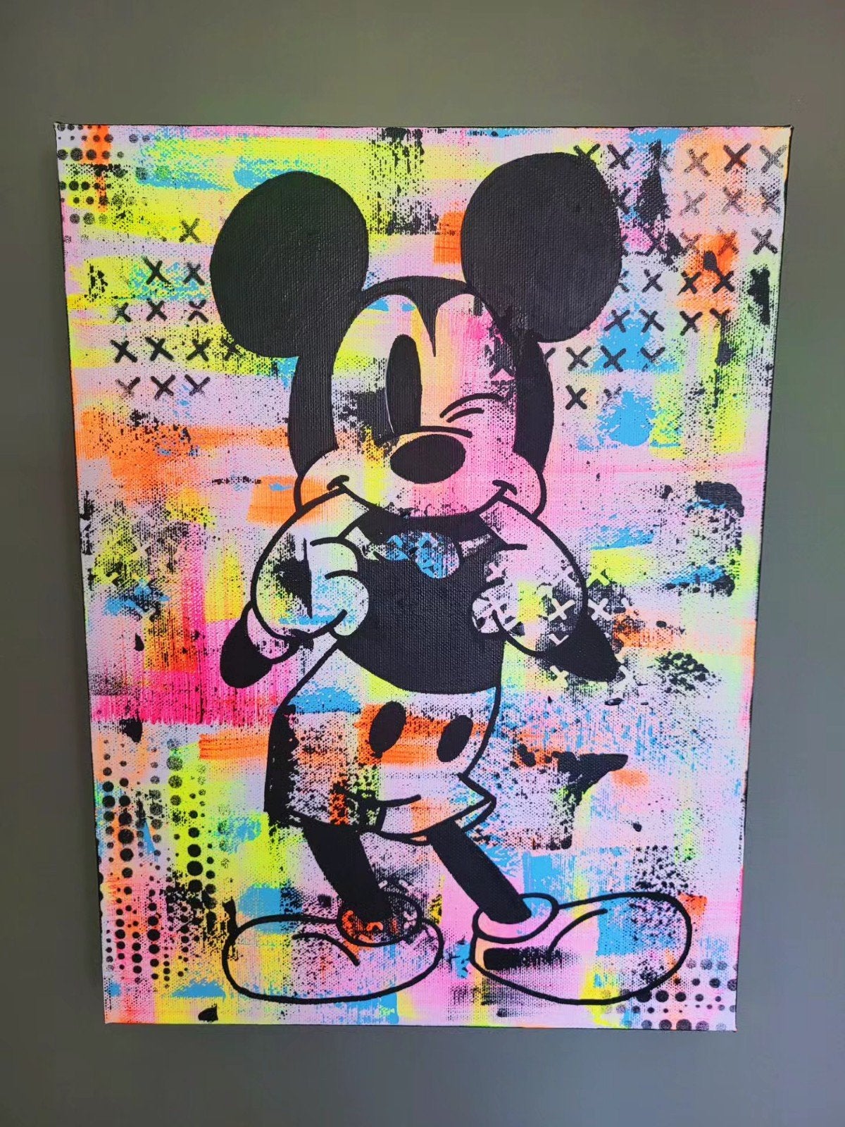 NEON POP Mickey Mouse - Artwork by Melissa Stok, Antiek en Kunst, Kunst | Schilderijen | Modern, Ophalen of Verzenden, Print, Abstract