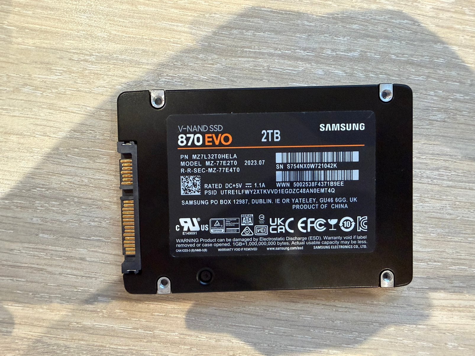 2TB samsung 870 evo, Informatique & Logiciels, 2TB, Enlèvement ou Envoi, Interne, Comme neuf