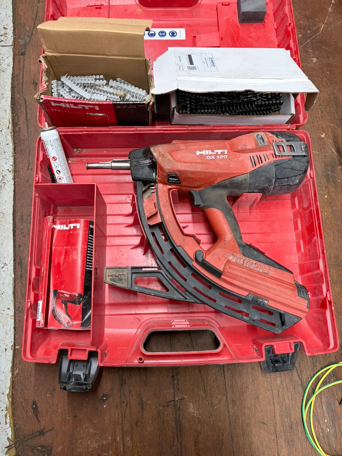 Hilti gx120 nagelpistool beton tacker met nagels natekijken, Ophalen of Verzenden, Gebruikt