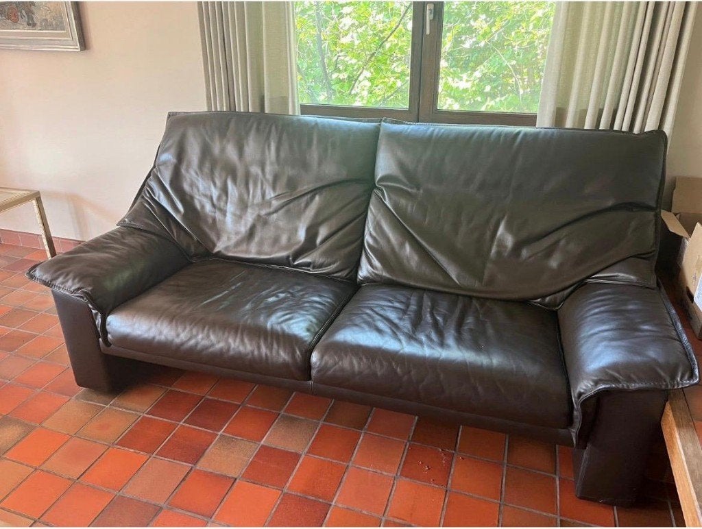 Sièges 3 places en cuir Durlet, Maison & Meubles, Enlèvement, Utilisé, Cuir, Trois personnes