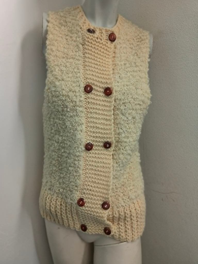 Beige wollen debardeur S/M, Beige, Ophalen of Verzenden, Maat 36 (S), Geen merk
