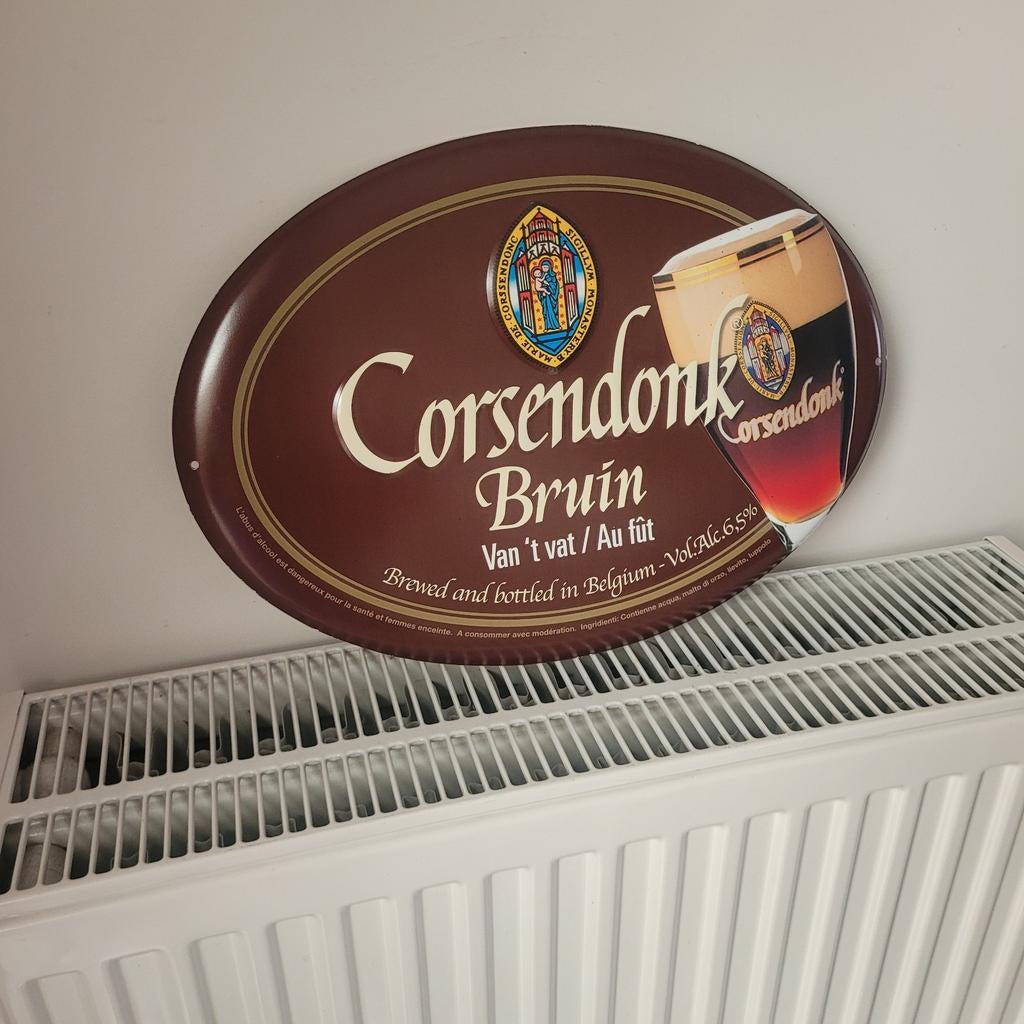 Bruine metalen plaat van corsendonk, Ophalen of Verzenden
