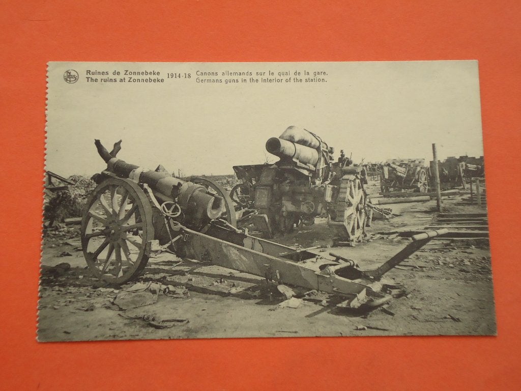 Oorlog 1914 - 1918 Zonnebeke Canons  Allemands, Verzamelen, Ophalen of Verzenden, 1920 tot 1940, Ongelopen, West-Vlaanderen