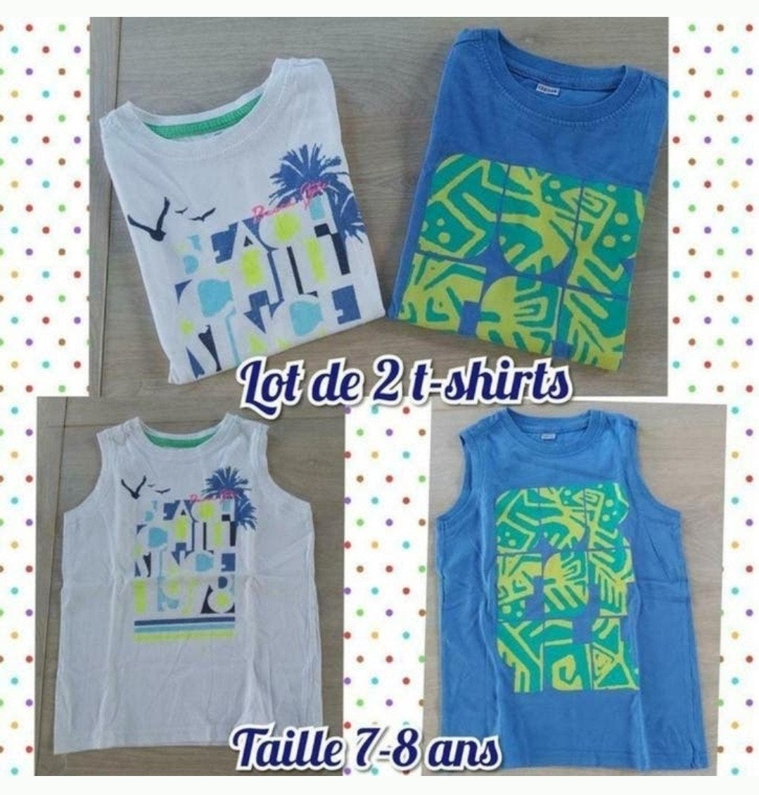 T-shirts SM pour garçon -lot de 2-T.7-8 ans, Enlèvement ou Envoi, Utilisé, Garçon