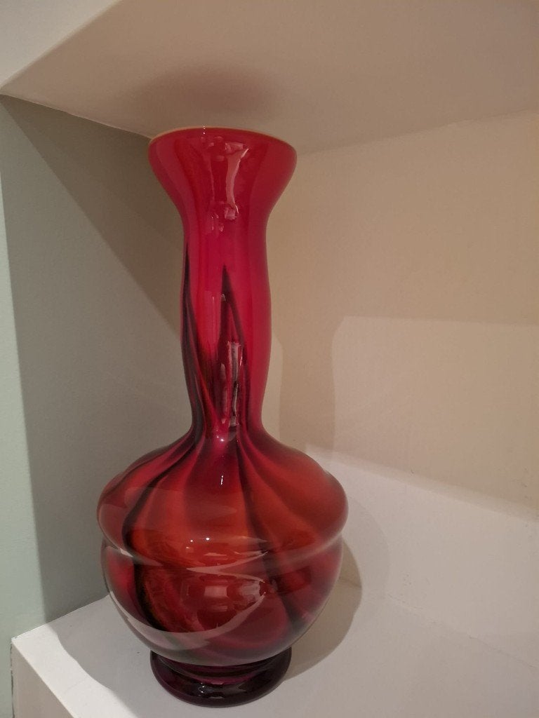 Sfeervolle kleurrijke vintage Opaline glazen vaas, Enlèvement ou Envoi