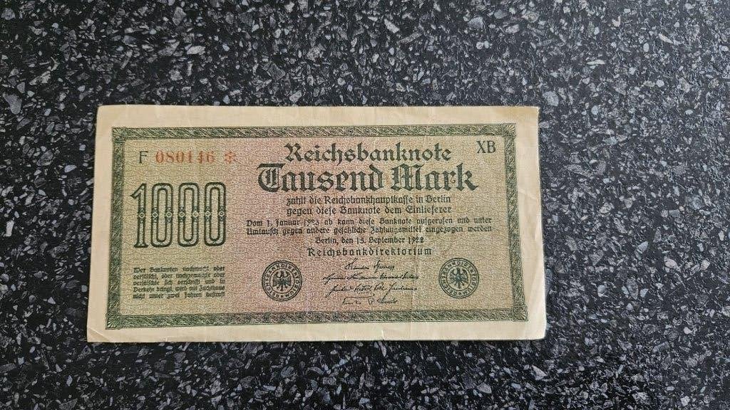 Duits bankbiljet – 1000 Mark Reichsbanknote 1922, Ophalen, Duitsland, Los biljet