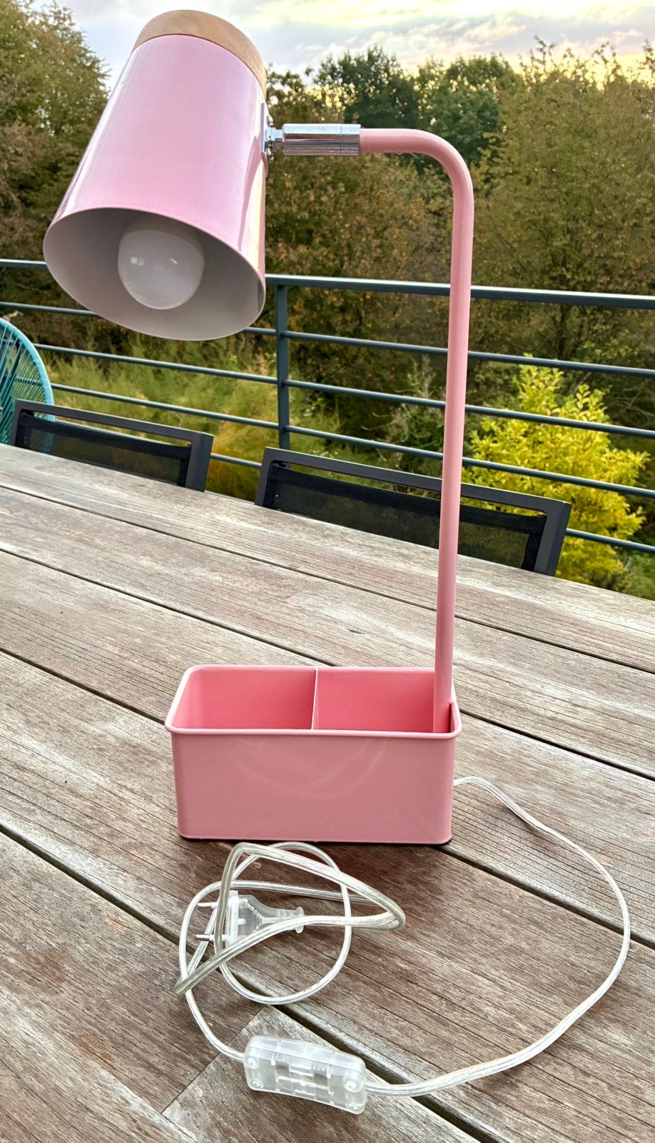 Lampe de bureau rose pale Maisons du Monde et porte crayons, 50 cm, Enlèvement ou Envoi, Rose, Lampe de bureau