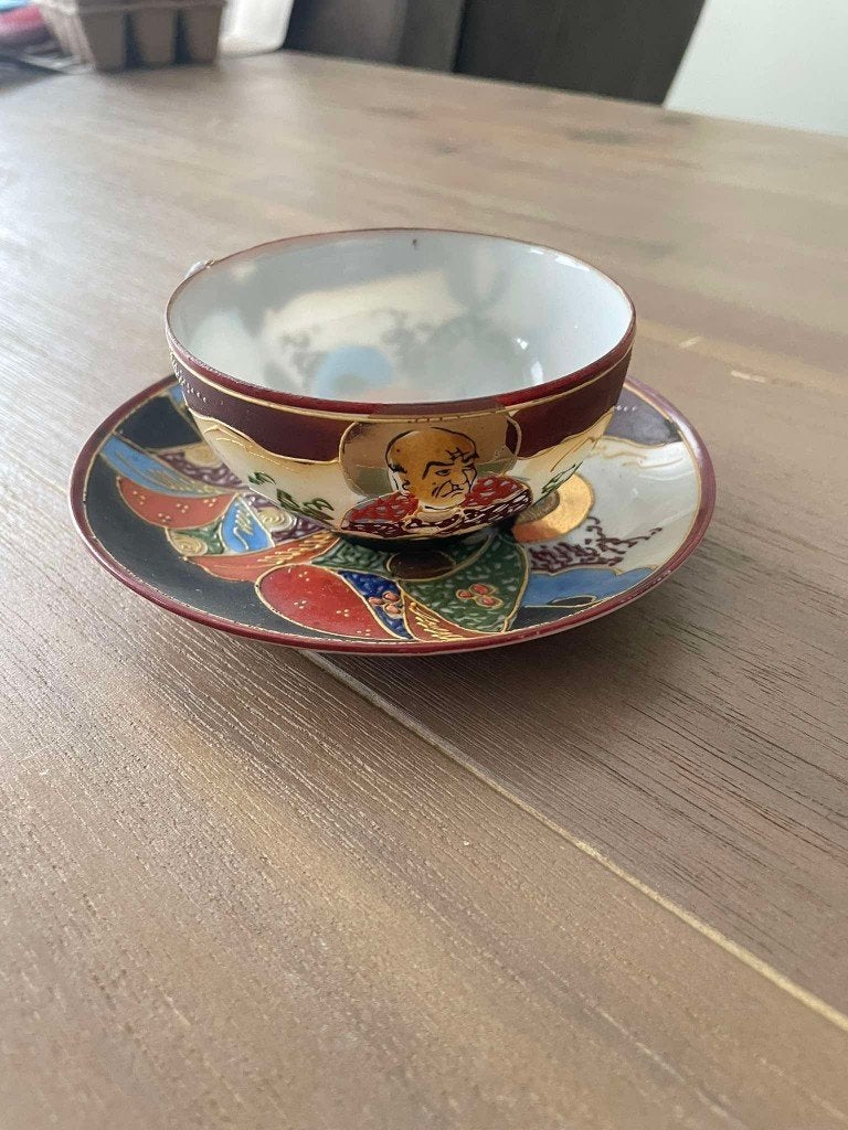 Vintage Japanse Satsuma theekoppen met schotels – Set van 6, Antiek en Kunst, Ophalen