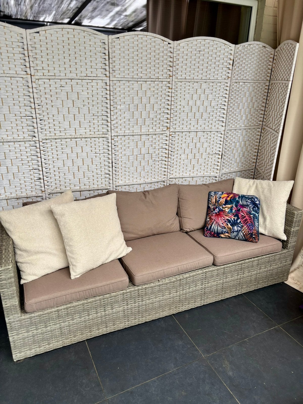 Mooie 3-zits rotan Loungebank, Rotin, 3 places, Banque, Enlèvement