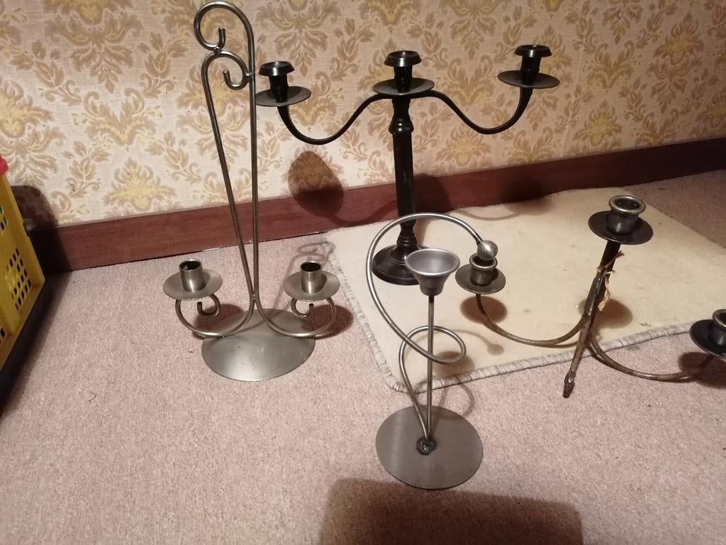 Metale kaars kandelaars, Huis en Inrichting, Lampen | Kroonluchters, Ophalen