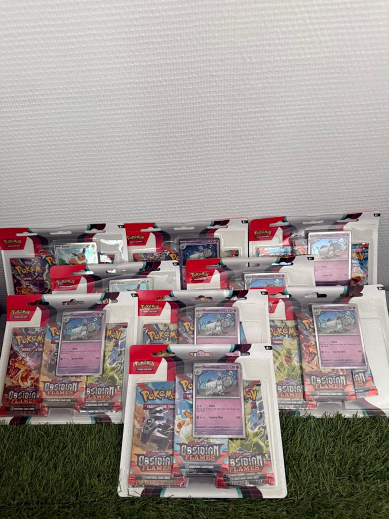 Pokemon Obsidian Flames 3-Pack Blisters (9 stuks ), Hobby en Vrije tijd, Verzamelkaartspellen | Pokémon, Zo goed als nieuw, Booster