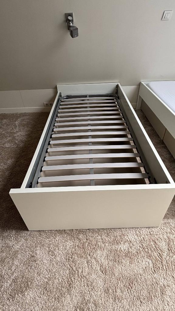 éénpersoonsbed met schuiven, Huis en Inrichting, Slaapkamer | Bedden, Ophalen, 90 cm, Eenpersoons, Wit