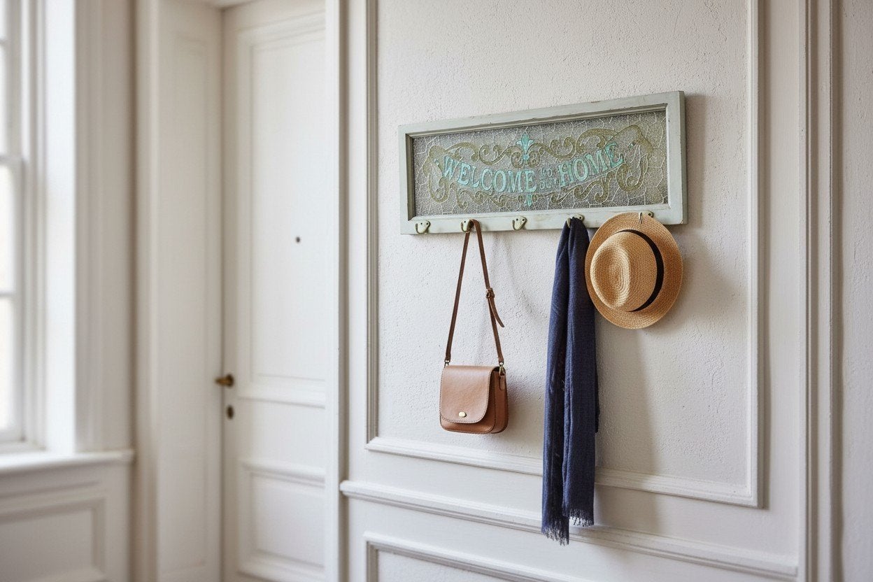 Vitrail vintage/porte-manteau décoratif 'Welcome', Enlèvement ou Envoi