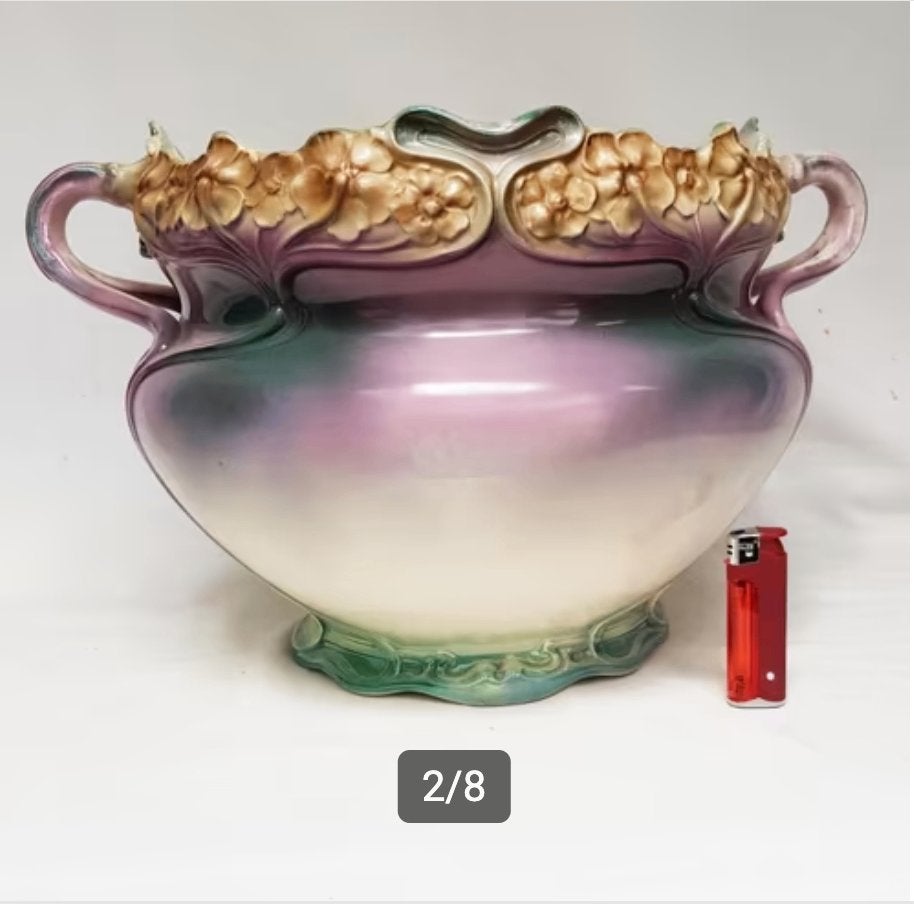 Art Nouveau Cache pot - Bonn , Franz Ant.Mehlem., Antiek en Kunst, Ophalen of Verzenden