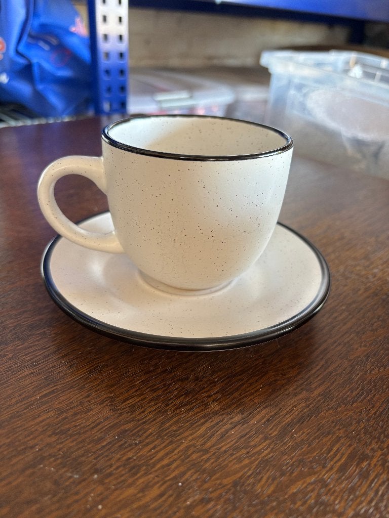 Cosy en Trendy Stoneware Speckle Wit Serviesset 4 personen, Huis en Inrichting, Ophalen, Overige merken, Zo goed als nieuw, Overige stijlen