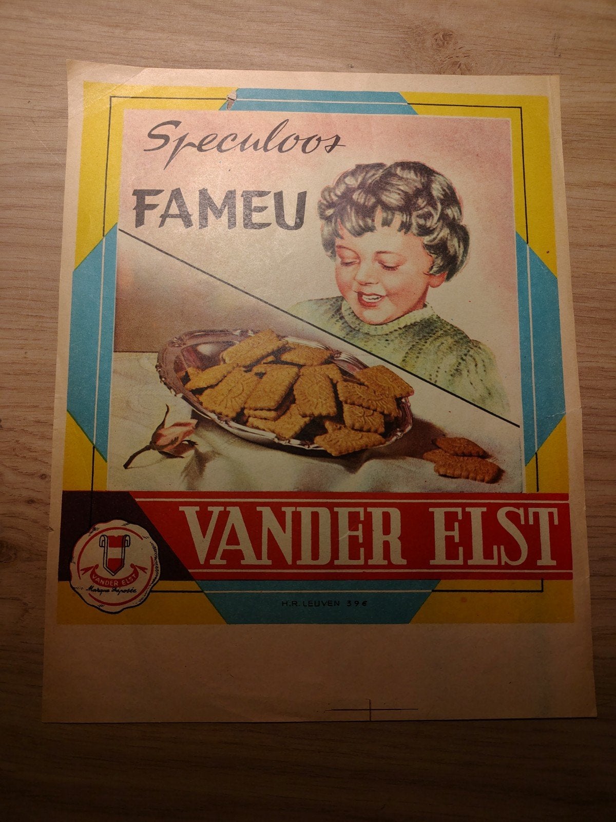 Speculoos FAMEU VANDER ELST Leuven reclame, Ophalen of Verzenden