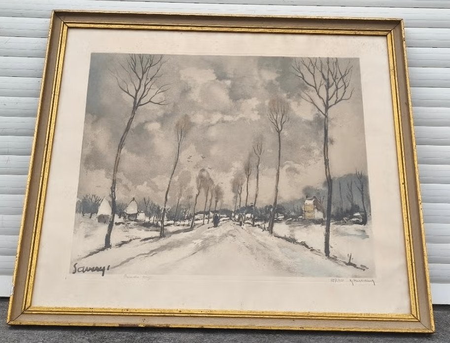 Gravure après saverys signe Roger hebbelinck, Antiek en Kunst, Ophalen of Verzenden, Gravure
