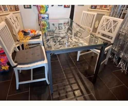 table en verre et 6 chaises salle à manger Ikea, 100 à 150 cm, Quatre personnes, Verre, Enlèvement