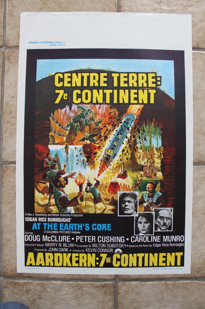 filmaffiche Peter Cushing At The Earth's Core filmposter, Rechthoekig Staand, Ophalen of Verzenden, Zo goed als nieuw, A1 t/m A3