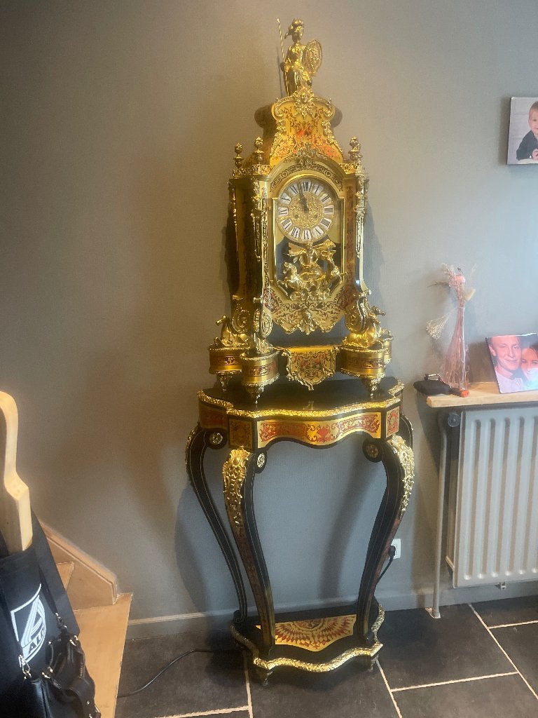 Paarde Boulle klok met console, Antiek en Kunst, Ophalen