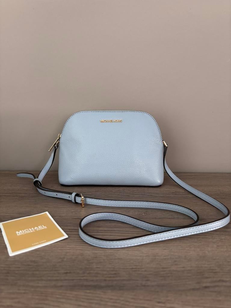 Michael Kors lederen crossbody lichtblauw, Handtassen en Accessoires, Tassen | Damestassen, Ophalen, Zo goed als nieuw, Blauw