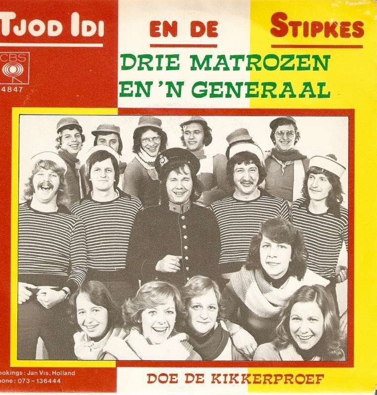 single Tjod Idi & De Stipkes - Drie matrozen en ‘n generaal, En néerlandais, Enlèvement ou Envoi, 7 inch, Comme neuf