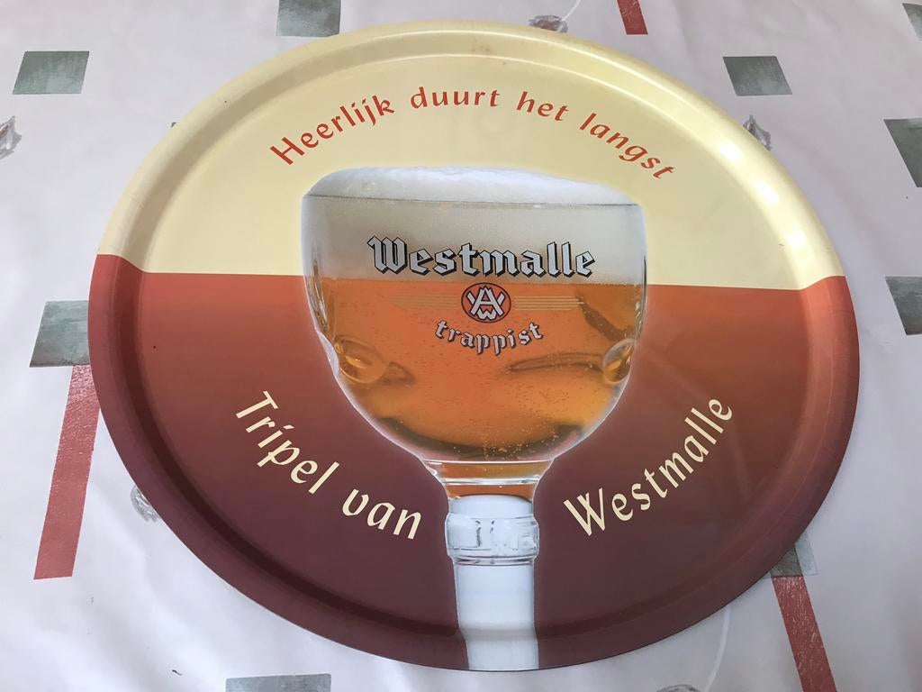 Westmalle bierplateau, Verzamelen, Ophalen of Verzenden, Gebruikt, Reclamebord