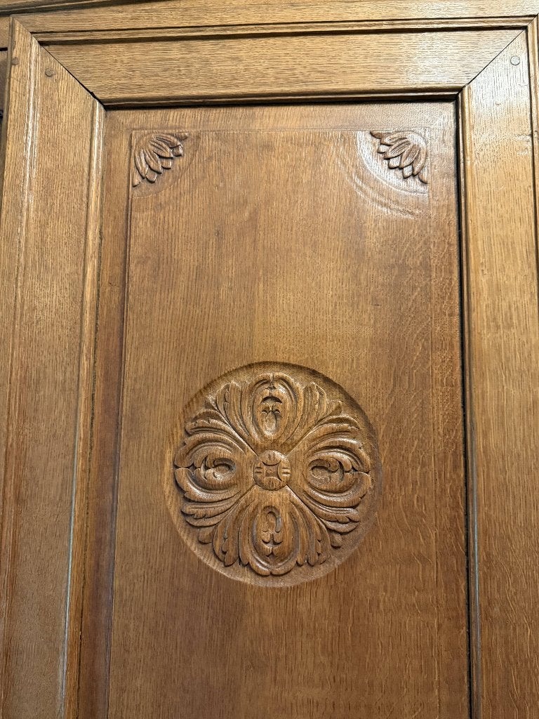 Grote antieke Louis XVI eikenhouten kledingkast 230 cm, Antiek en Kunst, Ophalen