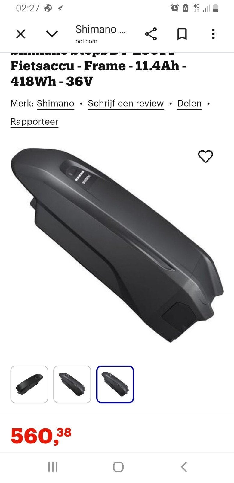 Shimano batterij 8016 418wh