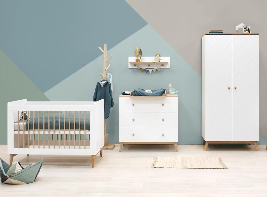 Complete Bopita Paris kinder-/babykamer (Wit/Eiken) 3-delig, Ophalen, Zo goed als nieuw, Jongetje of Meisje