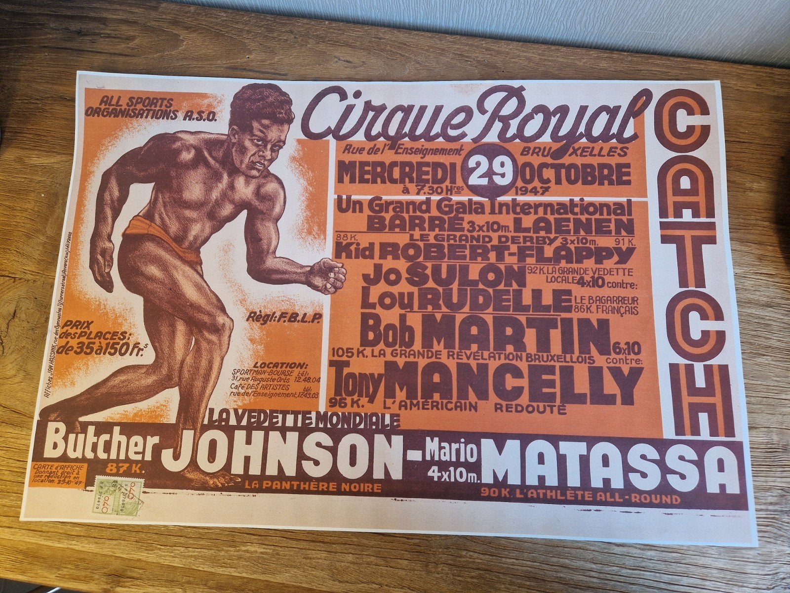 kopie oude affiche box wedstrijd, Antiek en Kunst, Ophalen of Verzenden