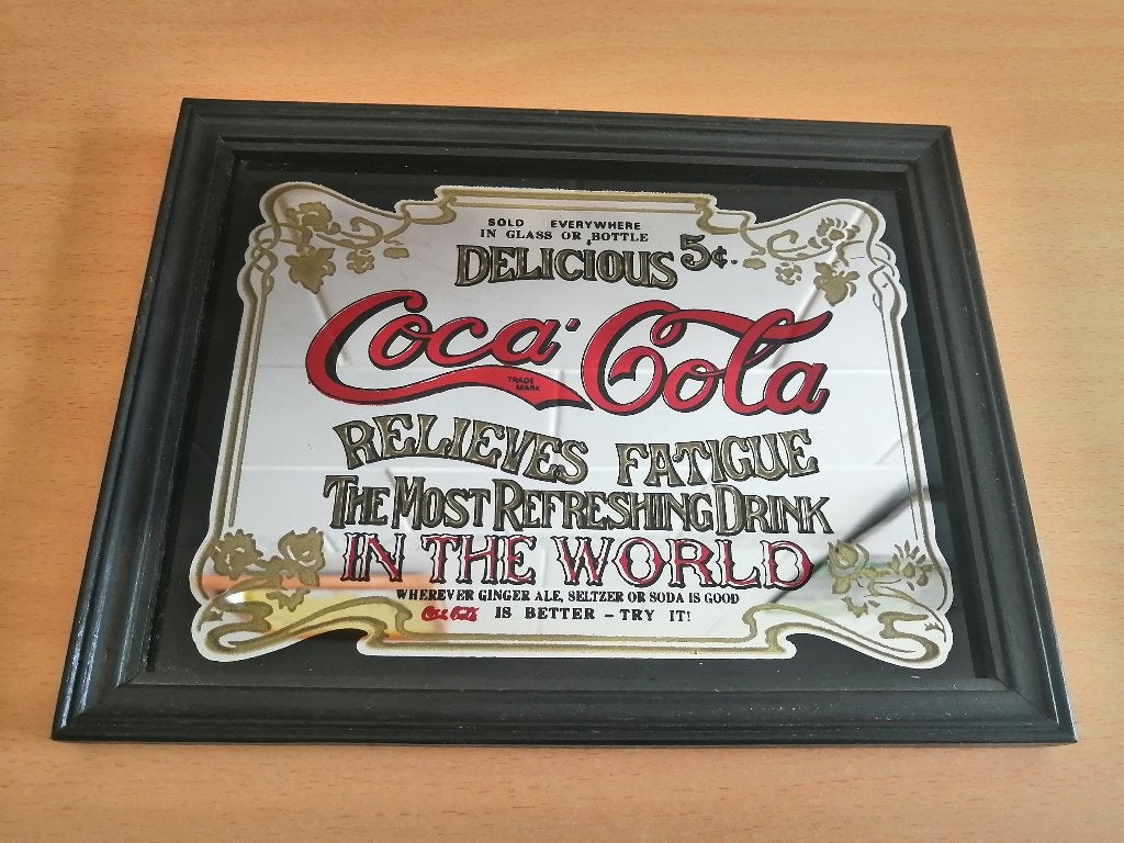 Cadre Miroir publicitaire vintage Coca-Cola, Collections, Enlèvement ou Envoi, Panneau publicitaire