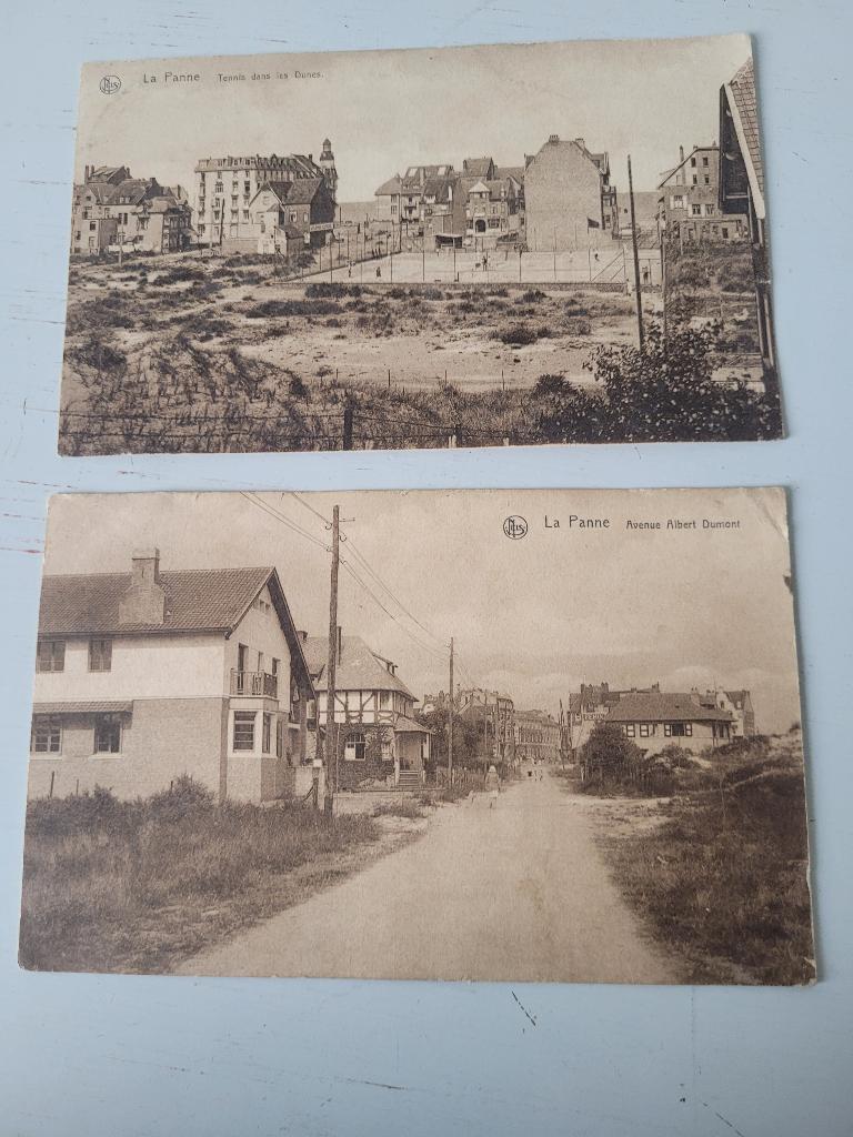 2 cartes postales anciennes LA PANNE, Envoi, 1920 à 1940, Affranchie, Flandre Occidentale