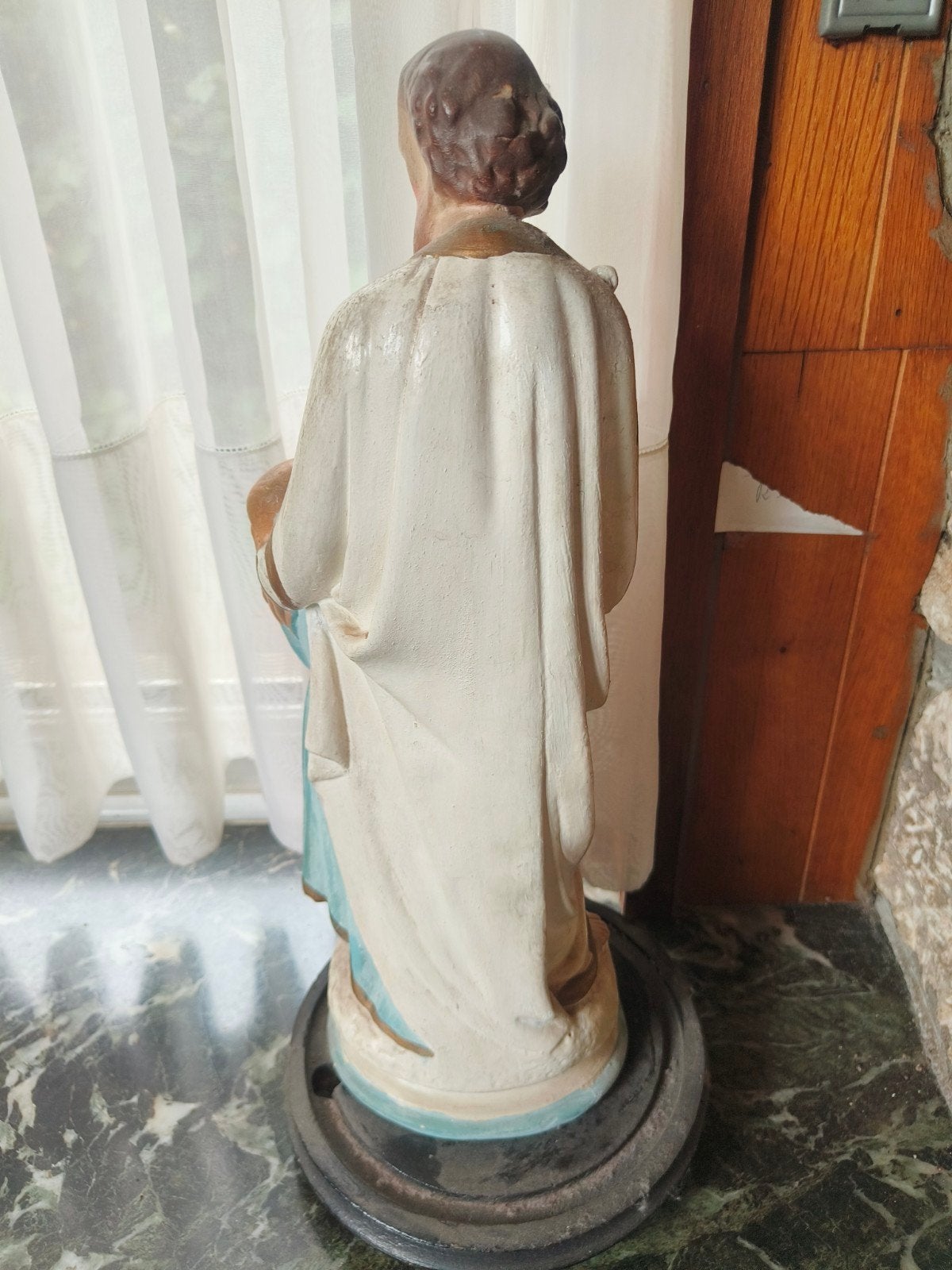 Gipsen heiligenbeeld 44cm Sint Jozef met kind, Ophalen