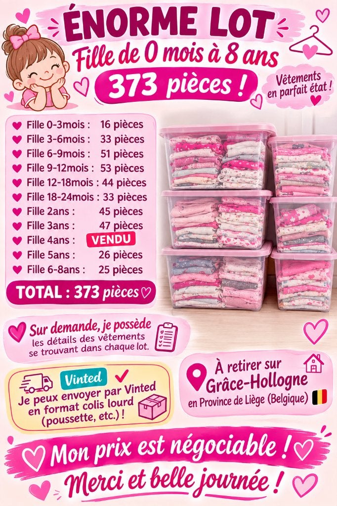 LOT enfants 0m -> 8ans, Enlèvement ou Envoi, Comme neuf, Taille unique