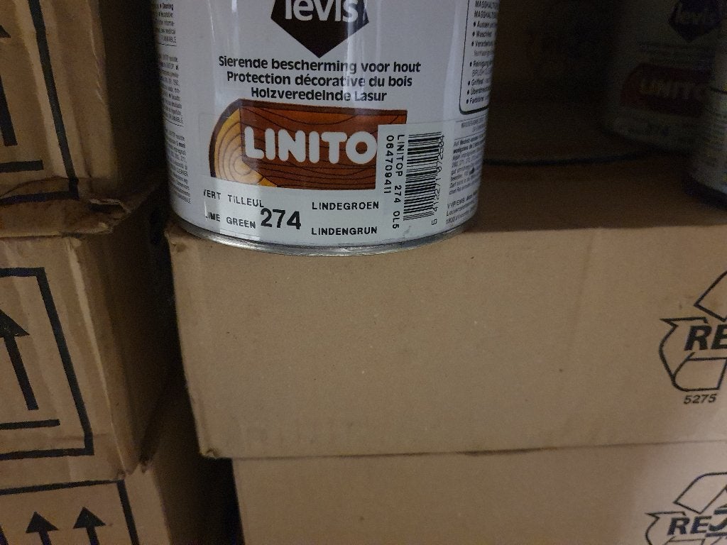 Linotop lindegroen houtveredeling 0.5L, Doe-het-zelf en Bouw, Verf, Beits en Lak, Ophalen, Nieuw, Lak, Minder dan 5 liter
