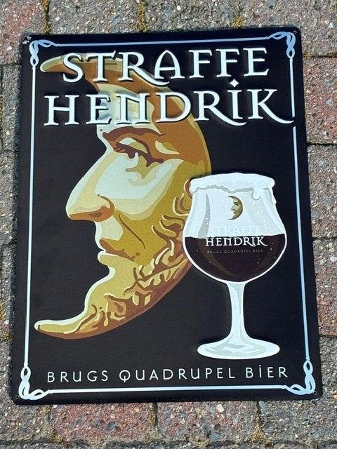 Straffe Hendrik Brugs Quadrupel Bier, plakkaat, Ophalen of Verzenden, Zo goed als nieuw, Reclamebord, Plaat of Schild, Overige merken