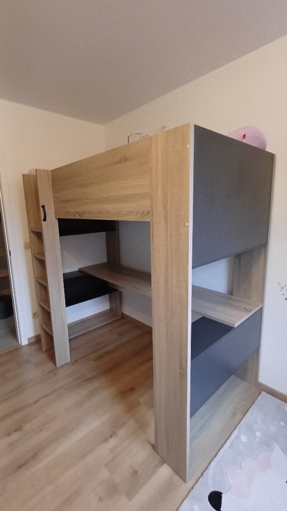 Hoogslaper - Trasman Twist Hoogslaper - Eik - Antraciet, Enfants & Bébés, Chambre d'enfant | Lits superposés & Lits mezzanines