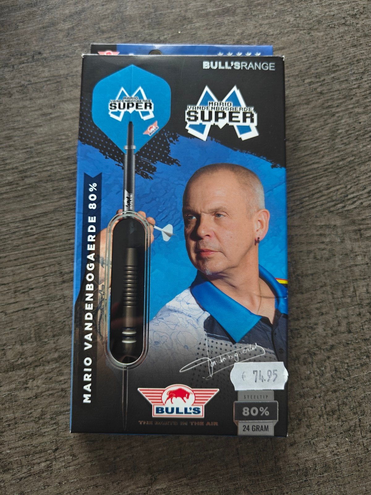 BULL'S Mario Vandenbogaerde 80% Tungsten Steeltip Darts 24g, Sport en Fitness, Darts, Ophalen, Flights