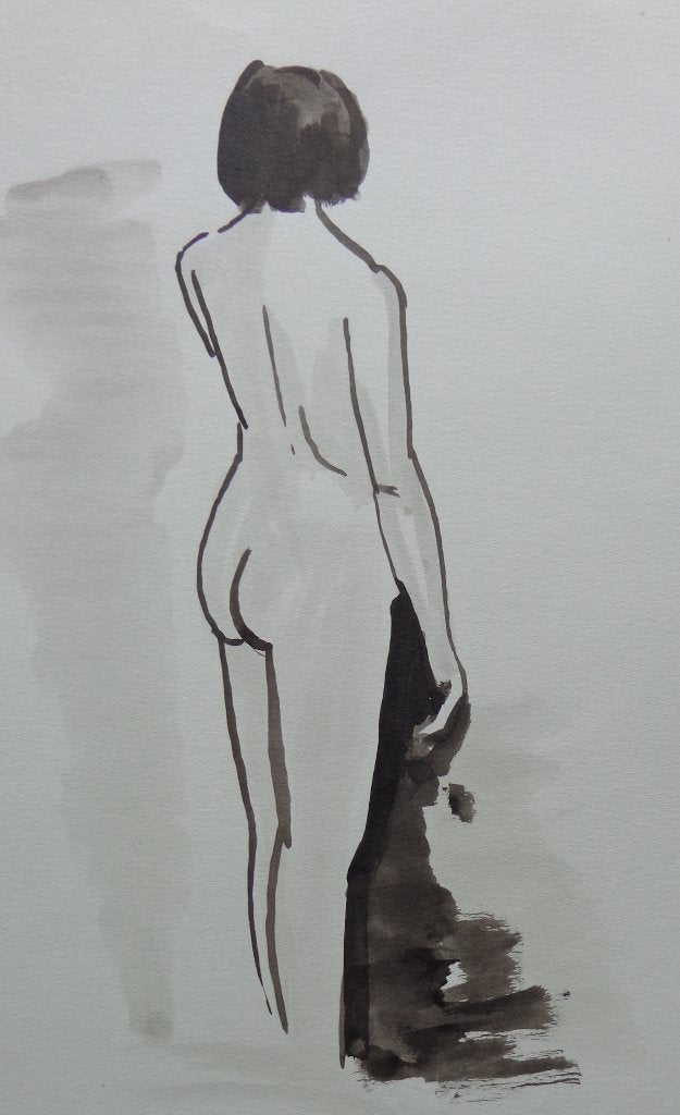 LEMAIRE / STAANDE NAAKTE VROUW / ORIGINEEL WERK 42x30cm SIG, Enlèvement ou Envoi