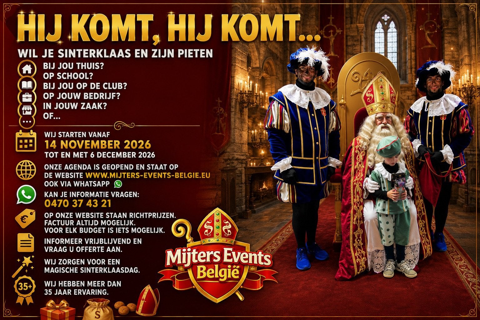Sinterklaas aan huis,bedrijf,…, Drie personen of meer, November