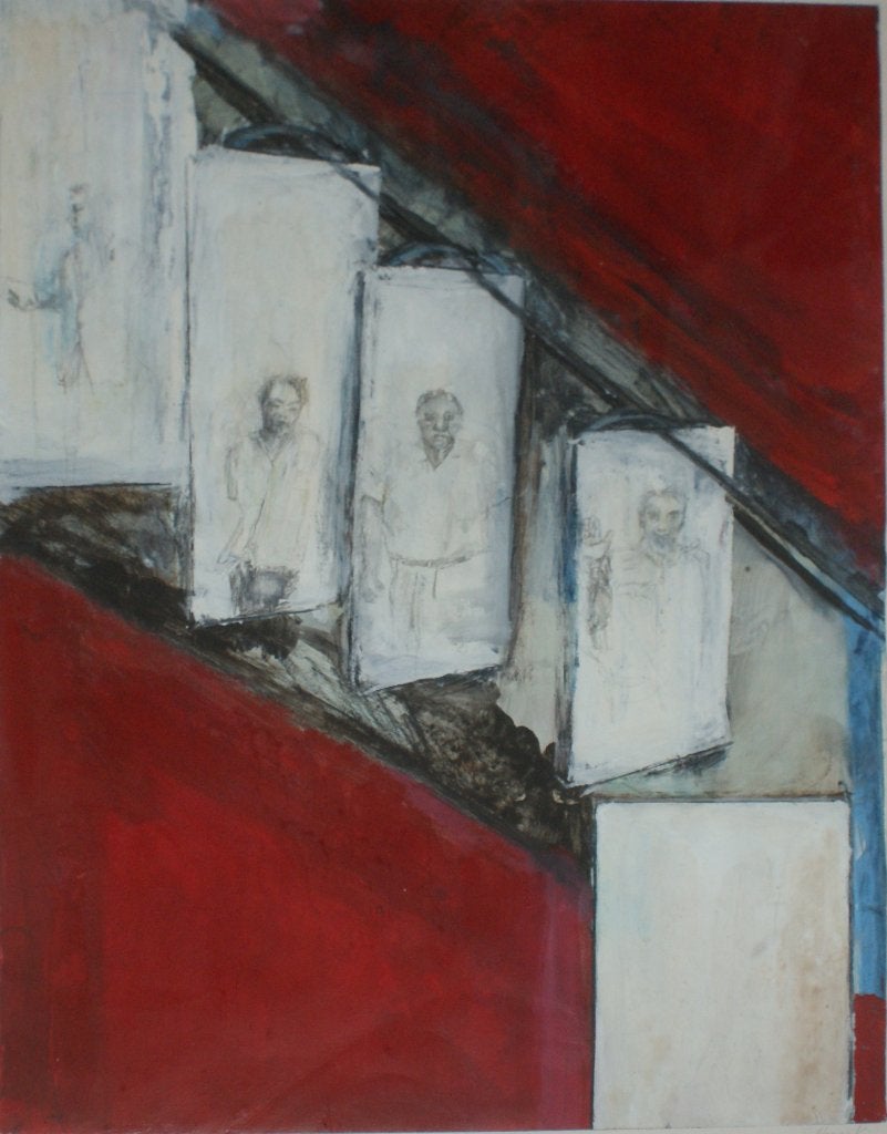 Ilse Selhorst (1966): Schilderij + boekje (43 x 53 cm), Enlèvement ou Envoi, Signé, Technique mixte