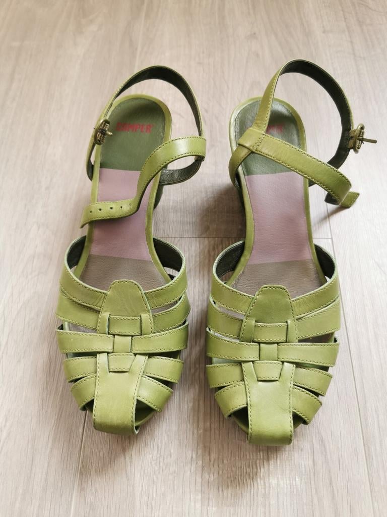 Camper sandalen - maat 40, Camper, Zo goed als nieuw, Groen, Sandalen of Muiltjes