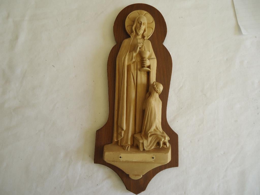 Vintage beeld hoog 30 cm br 12,5 cm keramiek oud G.L.V 12, Ophalen of Verzenden