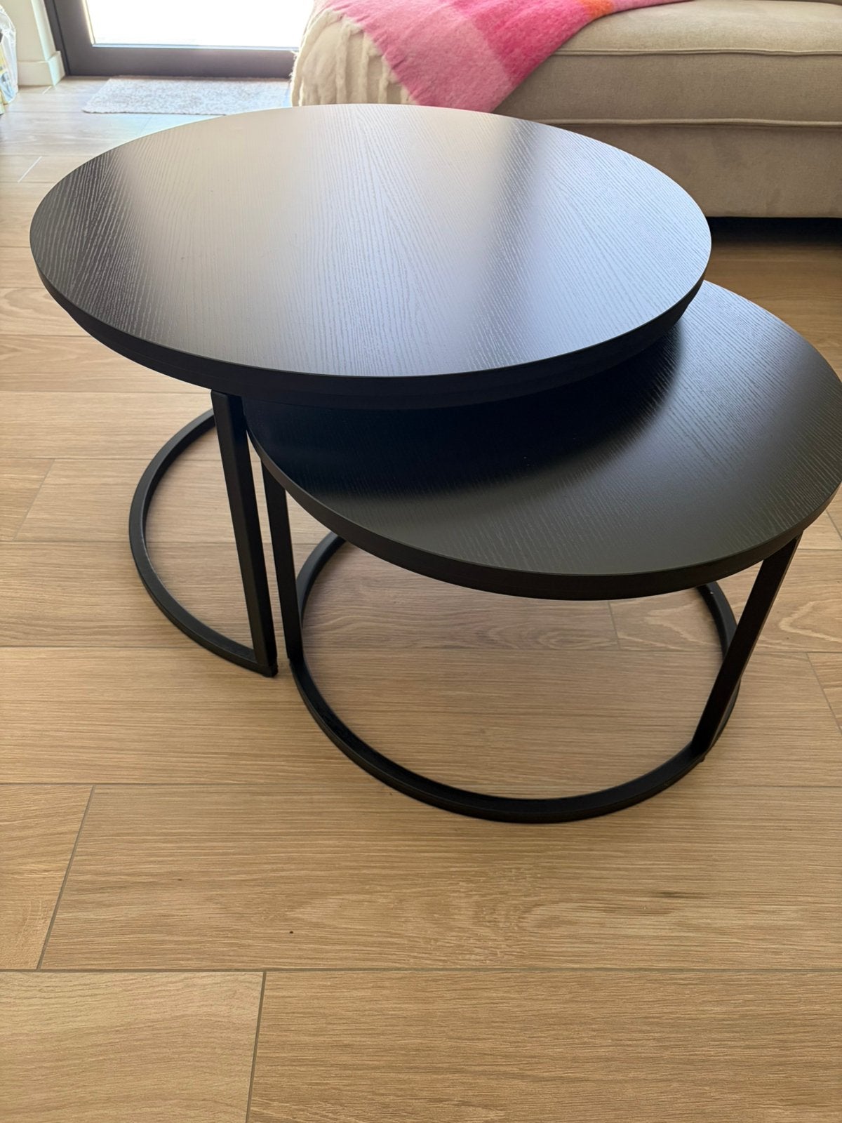Salontafel 2-delig zwart / diameter 75cm en 60cm, Maison & Meubles, Tables | Tables de salon, Enlèvement, Utilisé, Rond, Moins de 50 cm