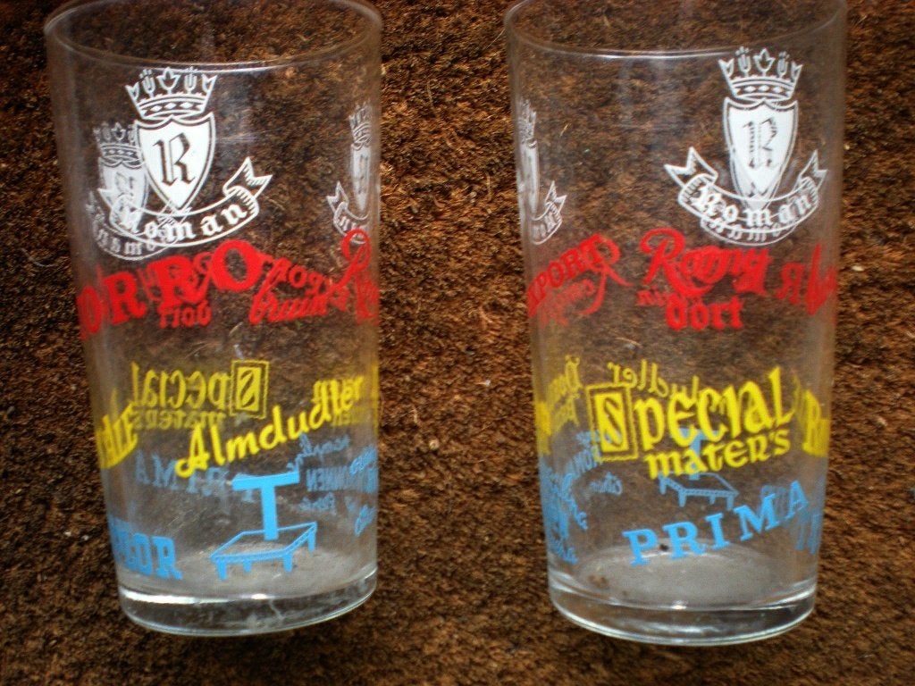 ROMAN reclameglas, Verzamelen, Biermerken, Ophalen of Verzenden, Zo goed als nieuw, Glas of Glazen