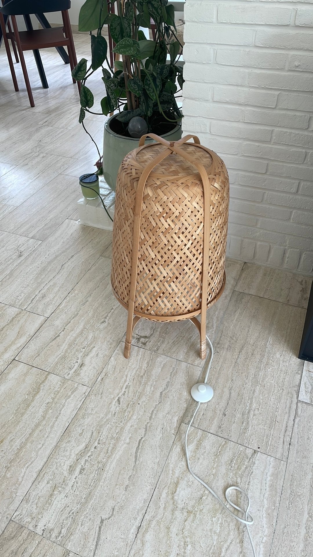 Ikea staande lamp  knixhult in handgemaakt bamboe, Maison & Meubles, Lampes | Lampadaires, Enlèvement, Comme neuf