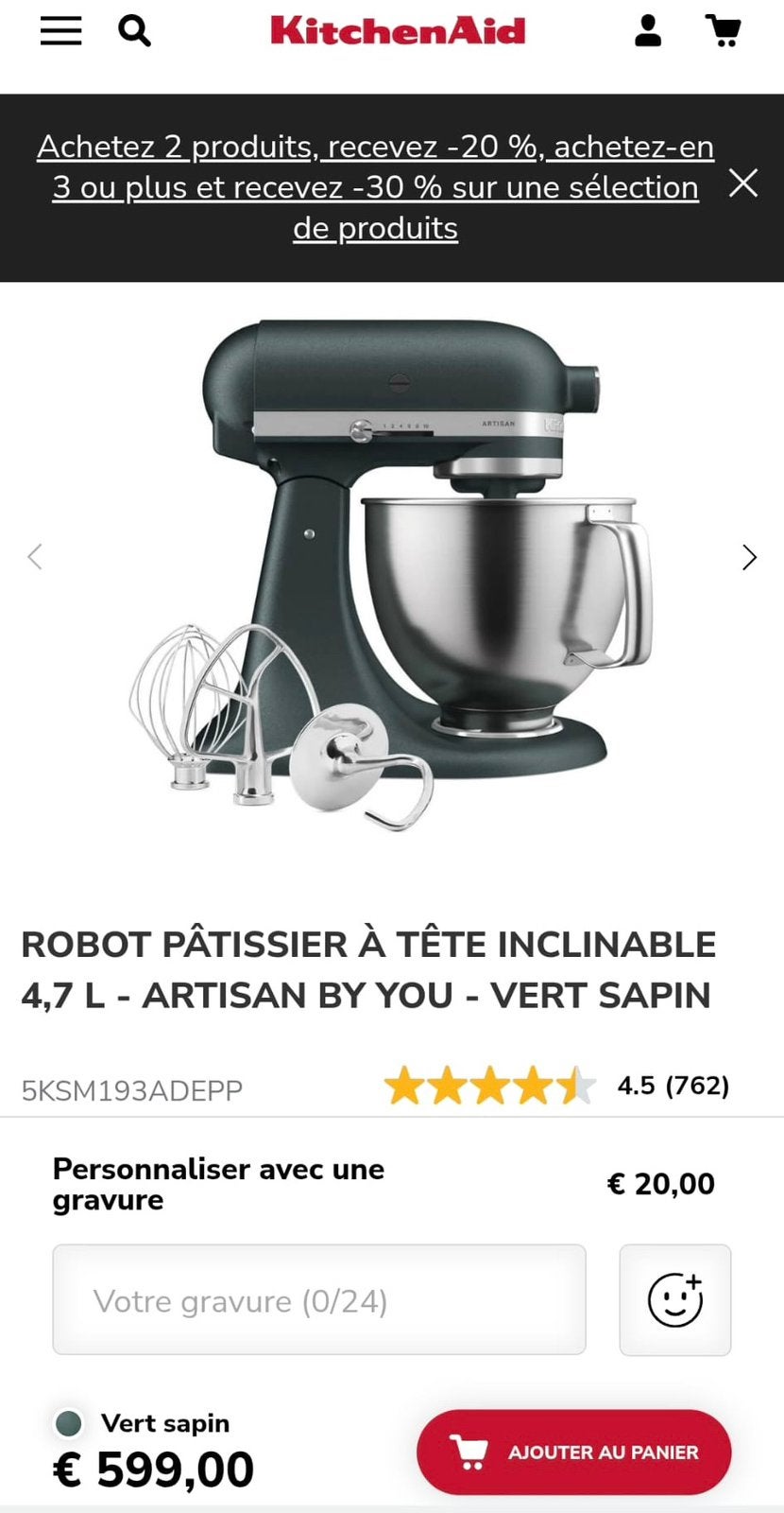 ROBOT PÂTISSIER 4,7 L - ARTISAN BY YOU, Electroménager, Mélangeurs de cuisine, Enlèvement, Neuf