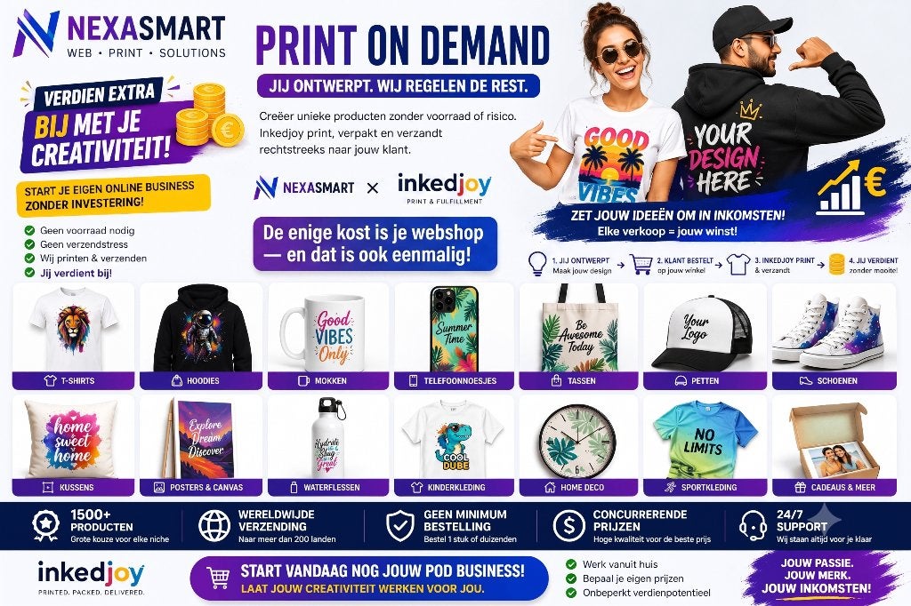 Complete Print-on-Demand Webshop, Overige uren, Starter, Overige vormen, Geschikt als bijbaan